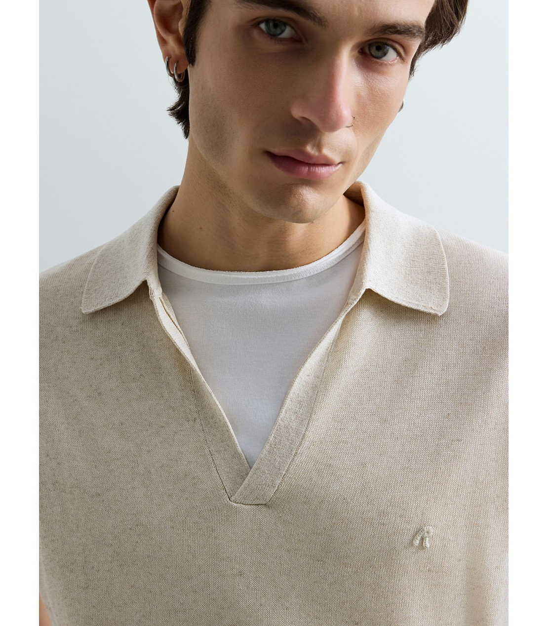 リネンブレンド スキッパー 詳細画像 ベージュ 5